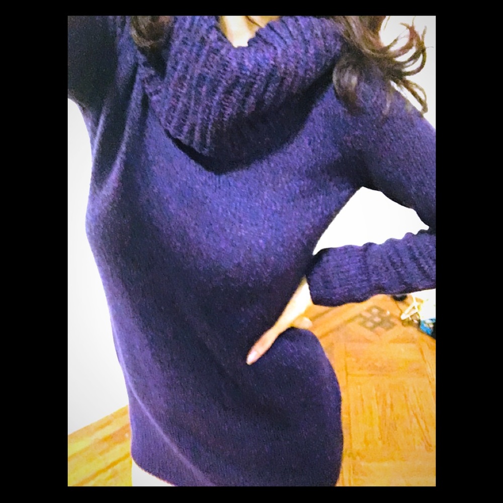 Purple shaded cowl neck sweater